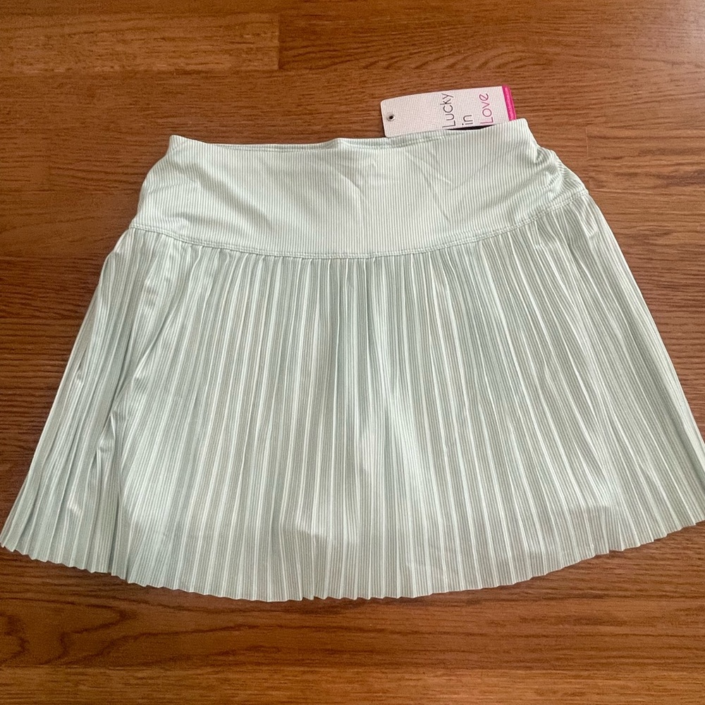 Lucky in love tennis skirt - green striped, pleated tennis skirt. New with tags